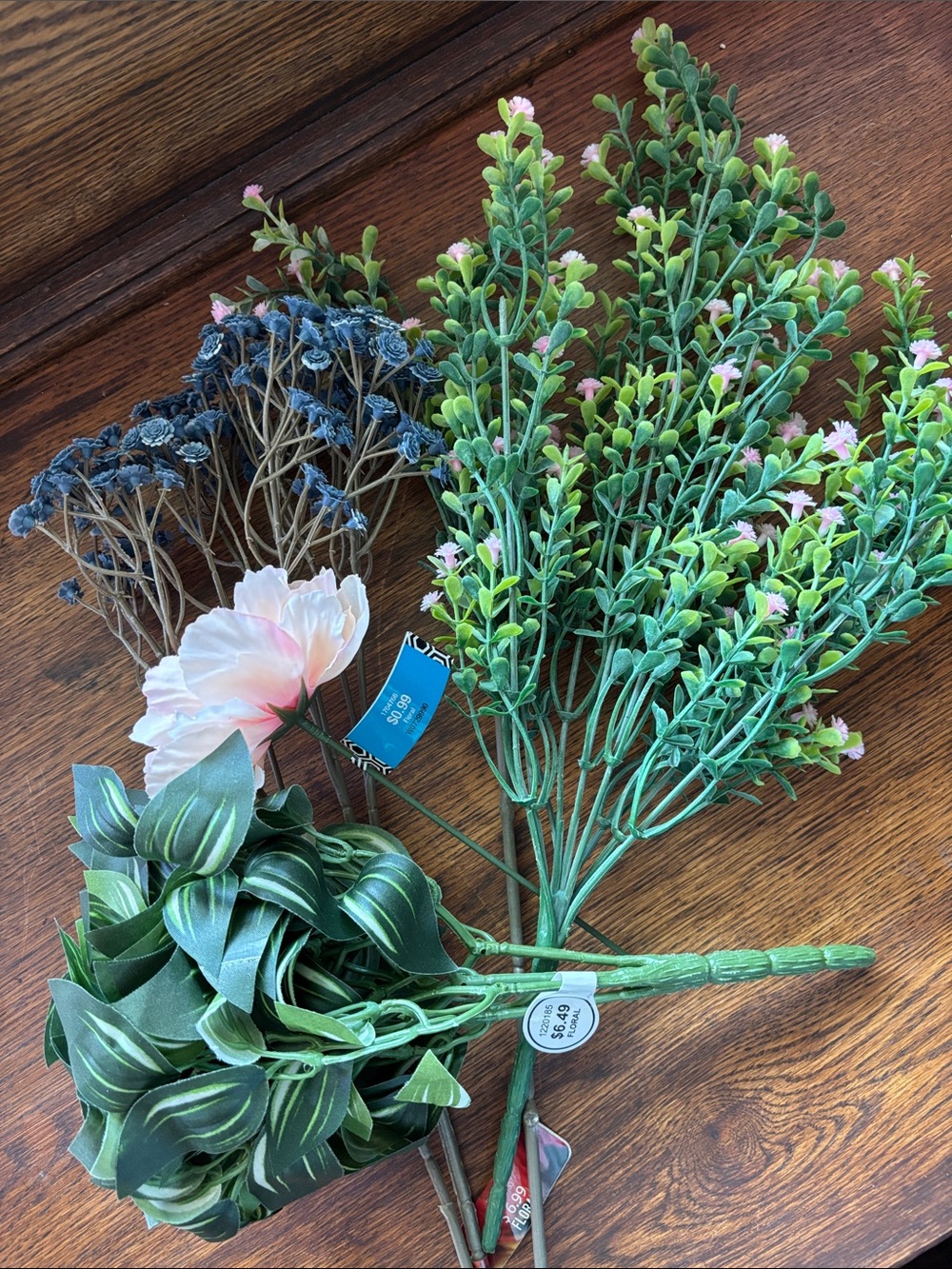 Assorted Green, Blue, and Pink Faux Floral Stems - Home Accents